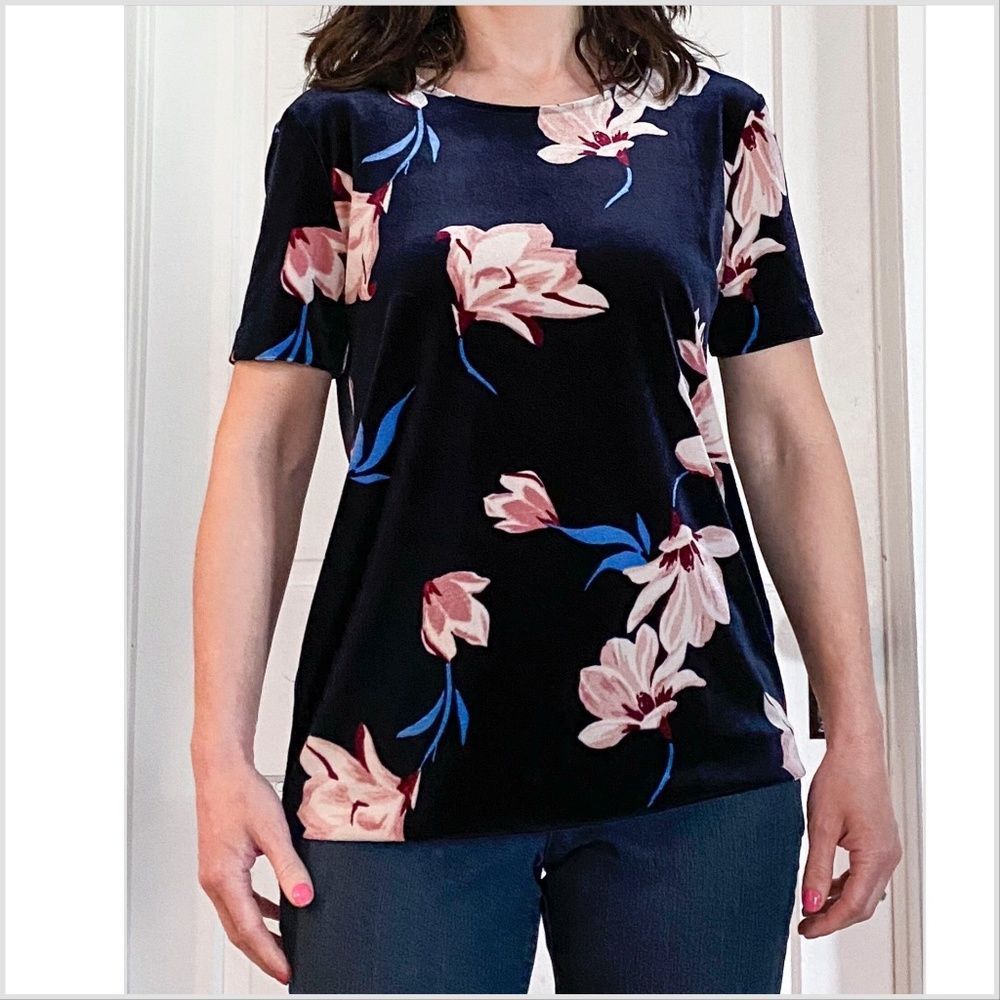Velvet, Navy and Pink Floral Shirt
